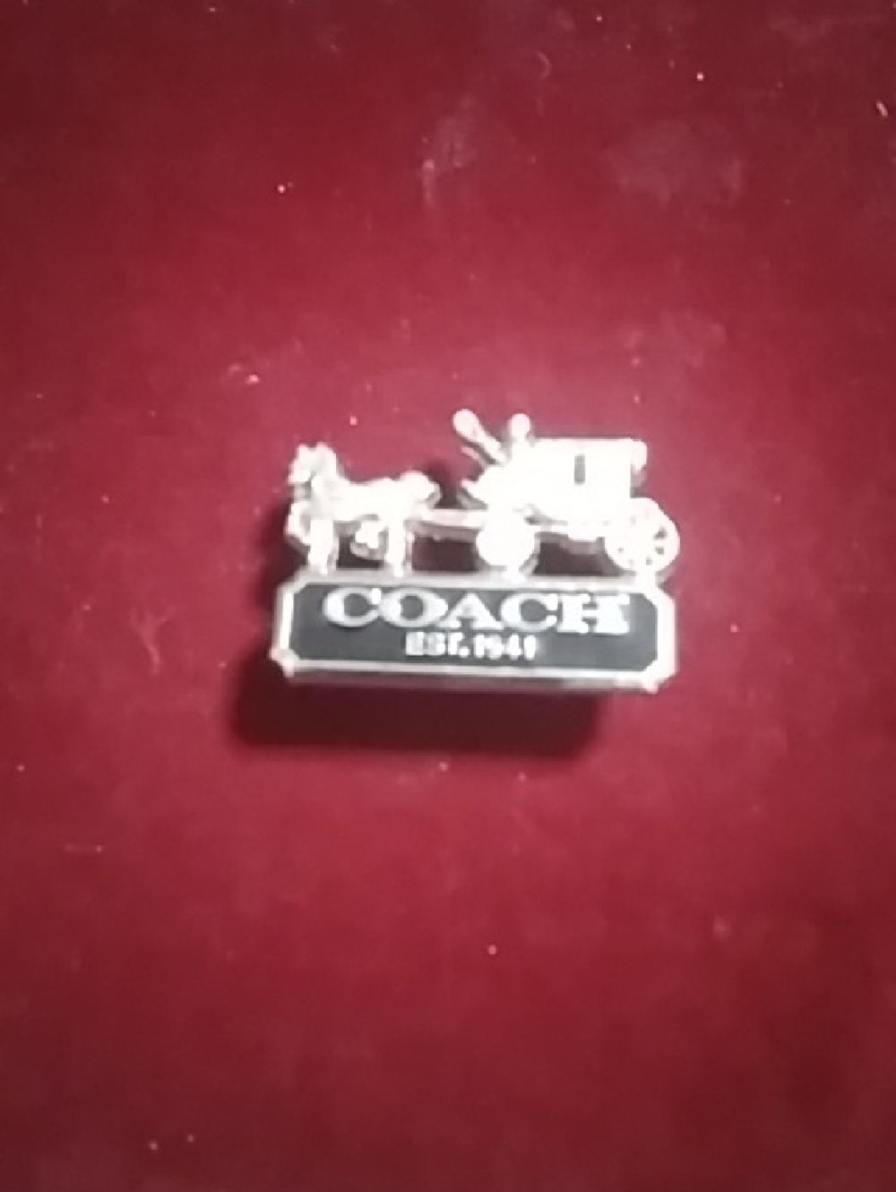 Coach Silver Tone Horse & Carriage Pin with Black Enamel